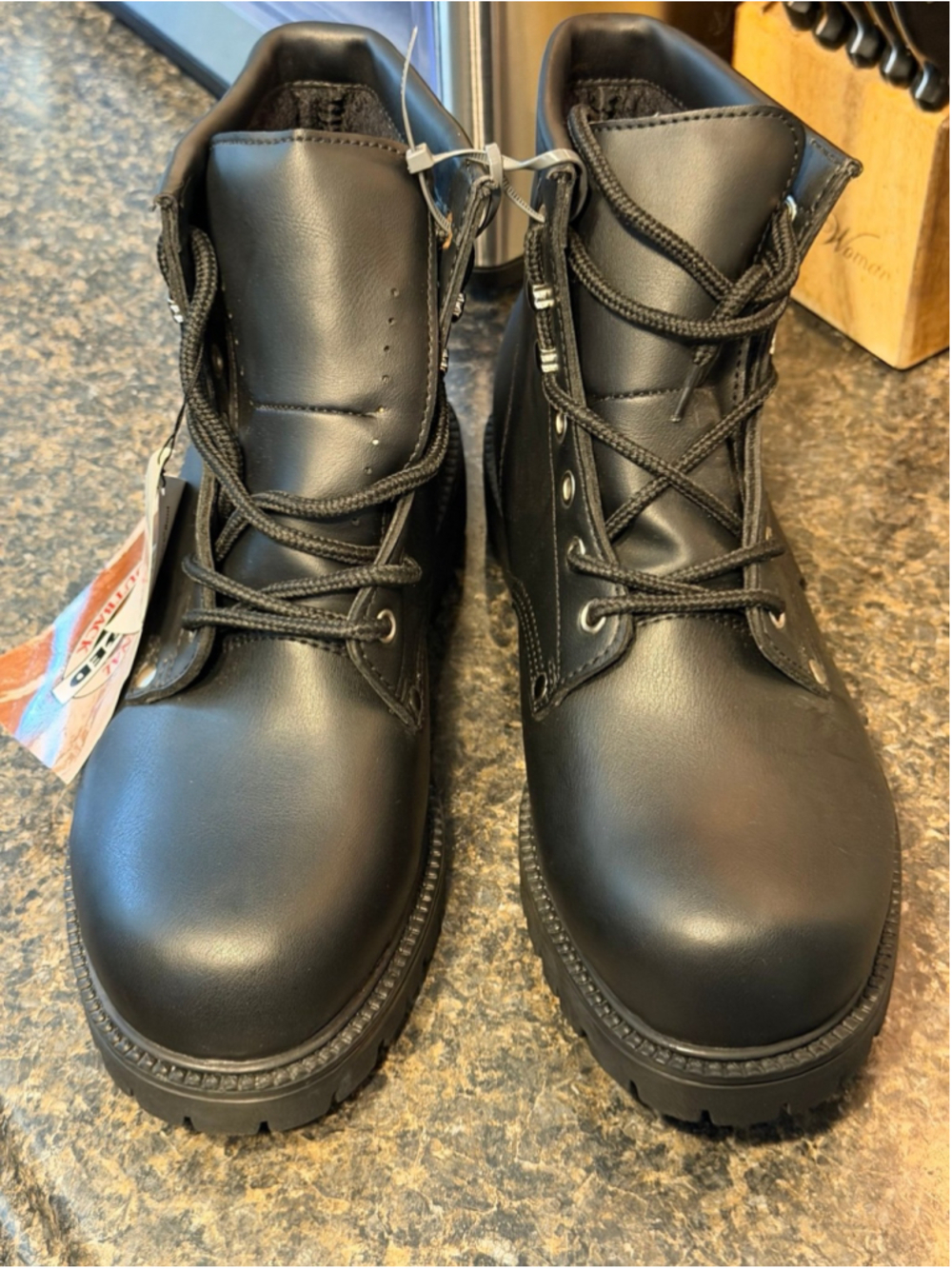 NEW Rugged Outback Wide Width Black Work Boots 8W
